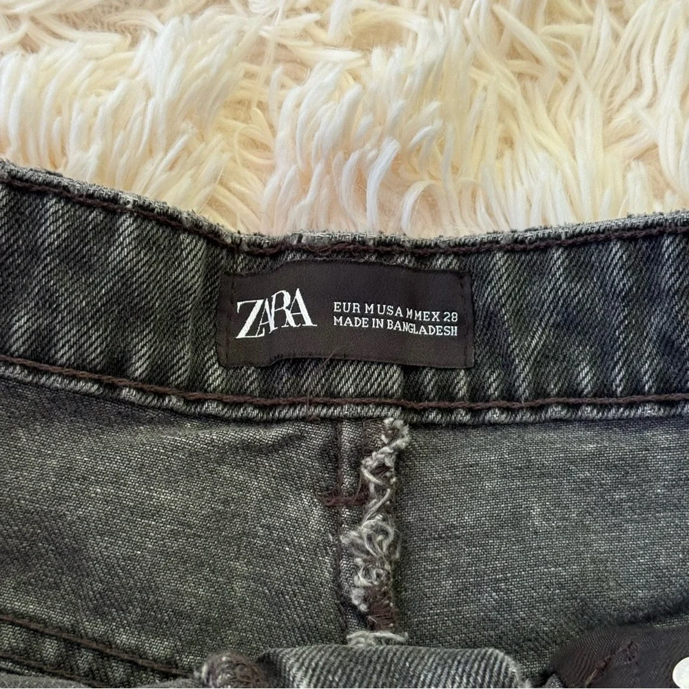 Zara denim Mimi skirt black cotton Size M pockets zip up casual
